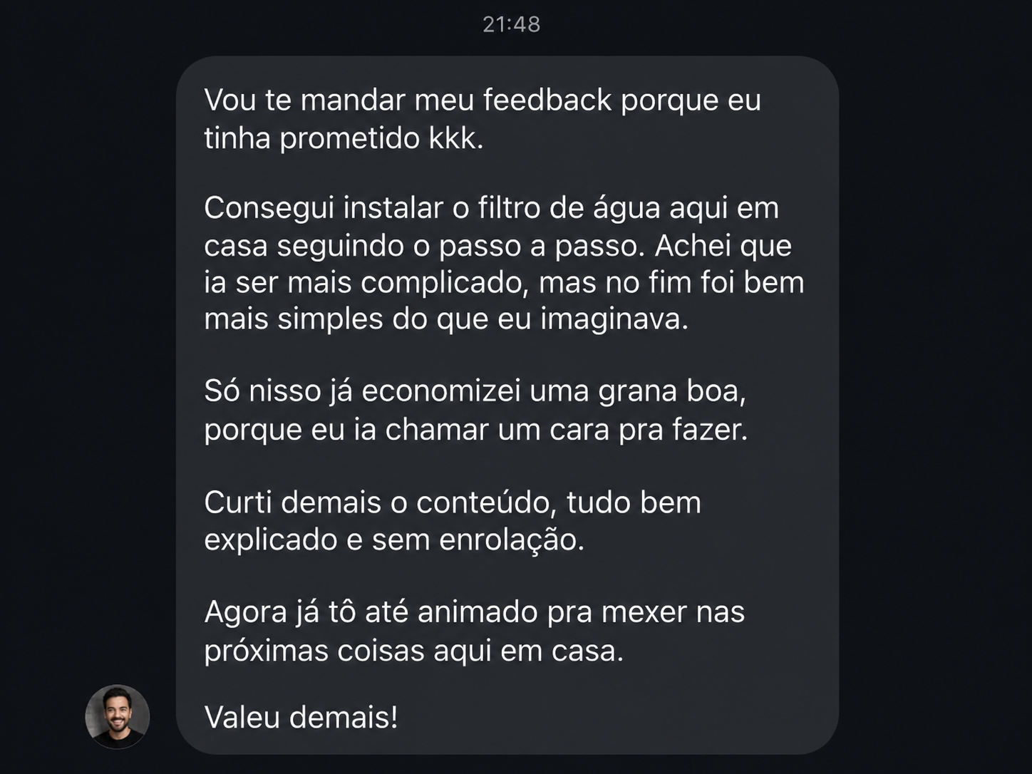 Depoimento de cliente