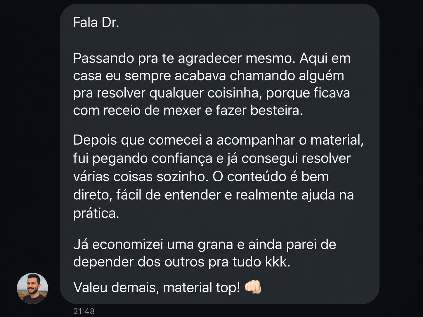 Depoimento de cliente